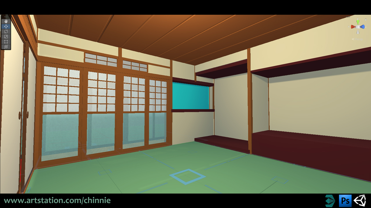 A view of traditional Japanese room for a virtual-reality personal project.