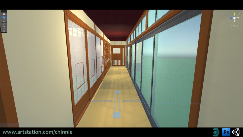 A view of Japanese Engawa, or exterior hallway, for a virtual-reality personal project.