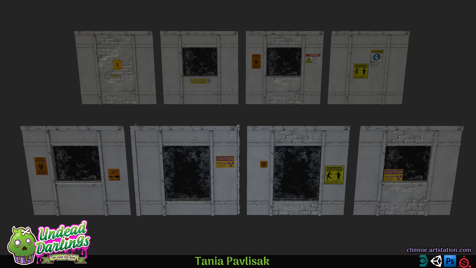 Various wall designs for the Secret Lab level.