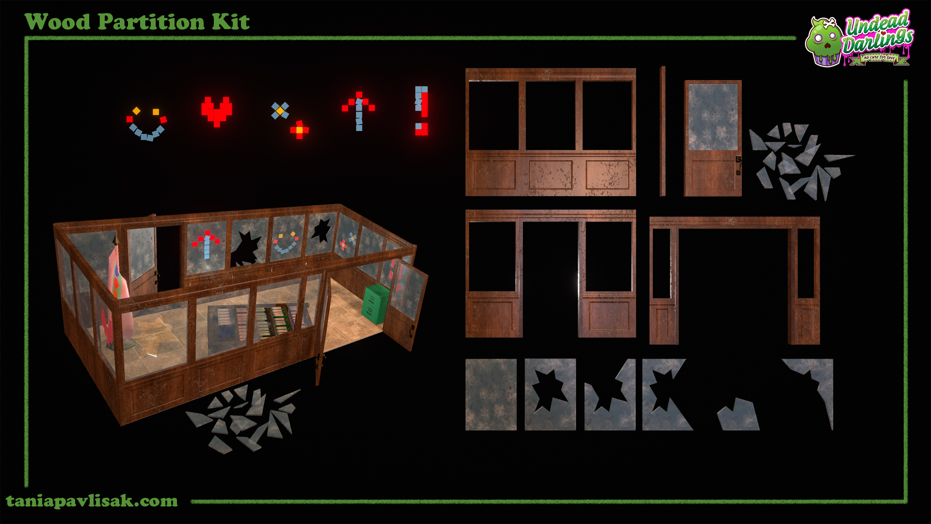 Wood partition kit inspired by Resident Evil police station.