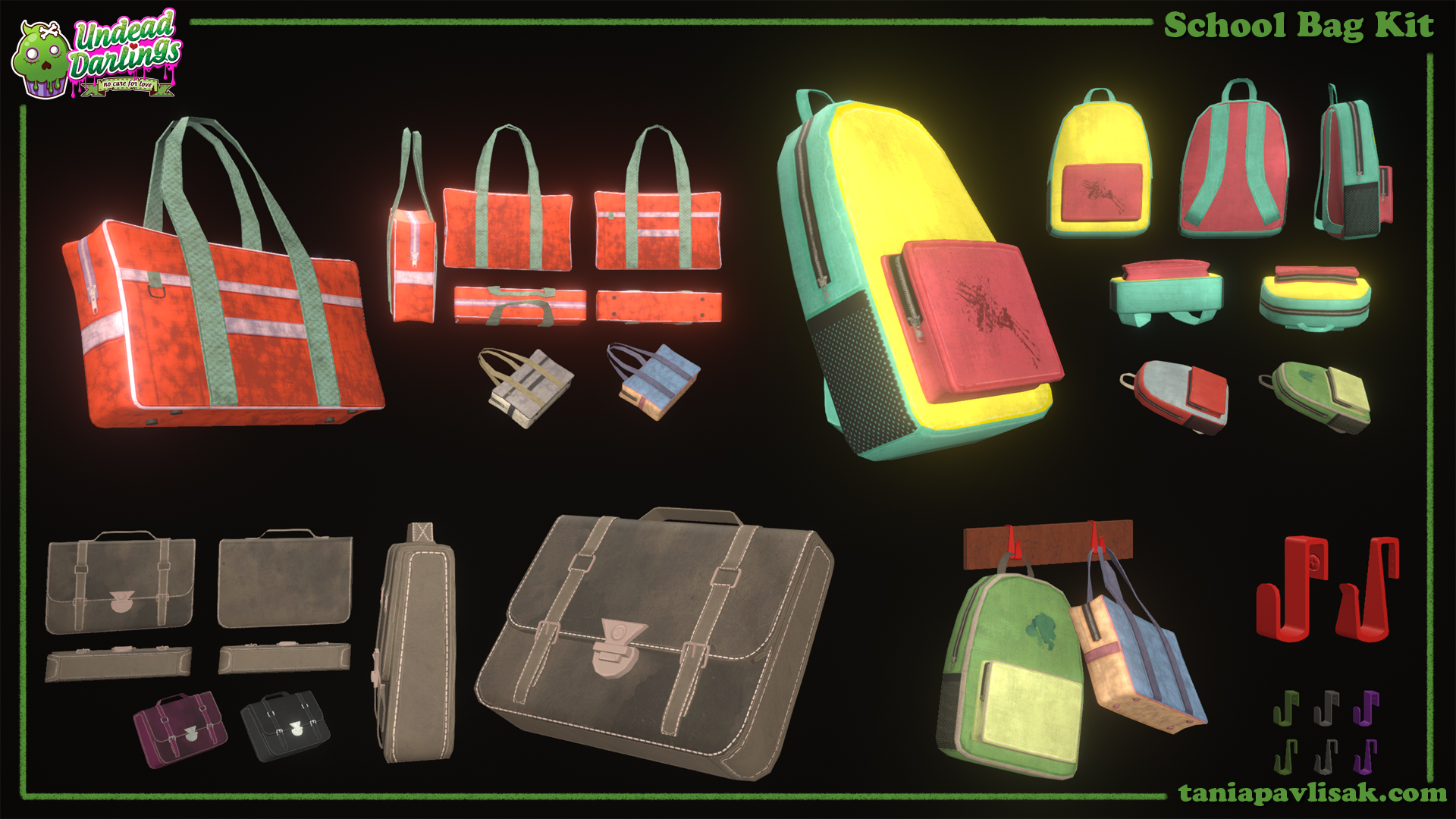 Variety of school bags