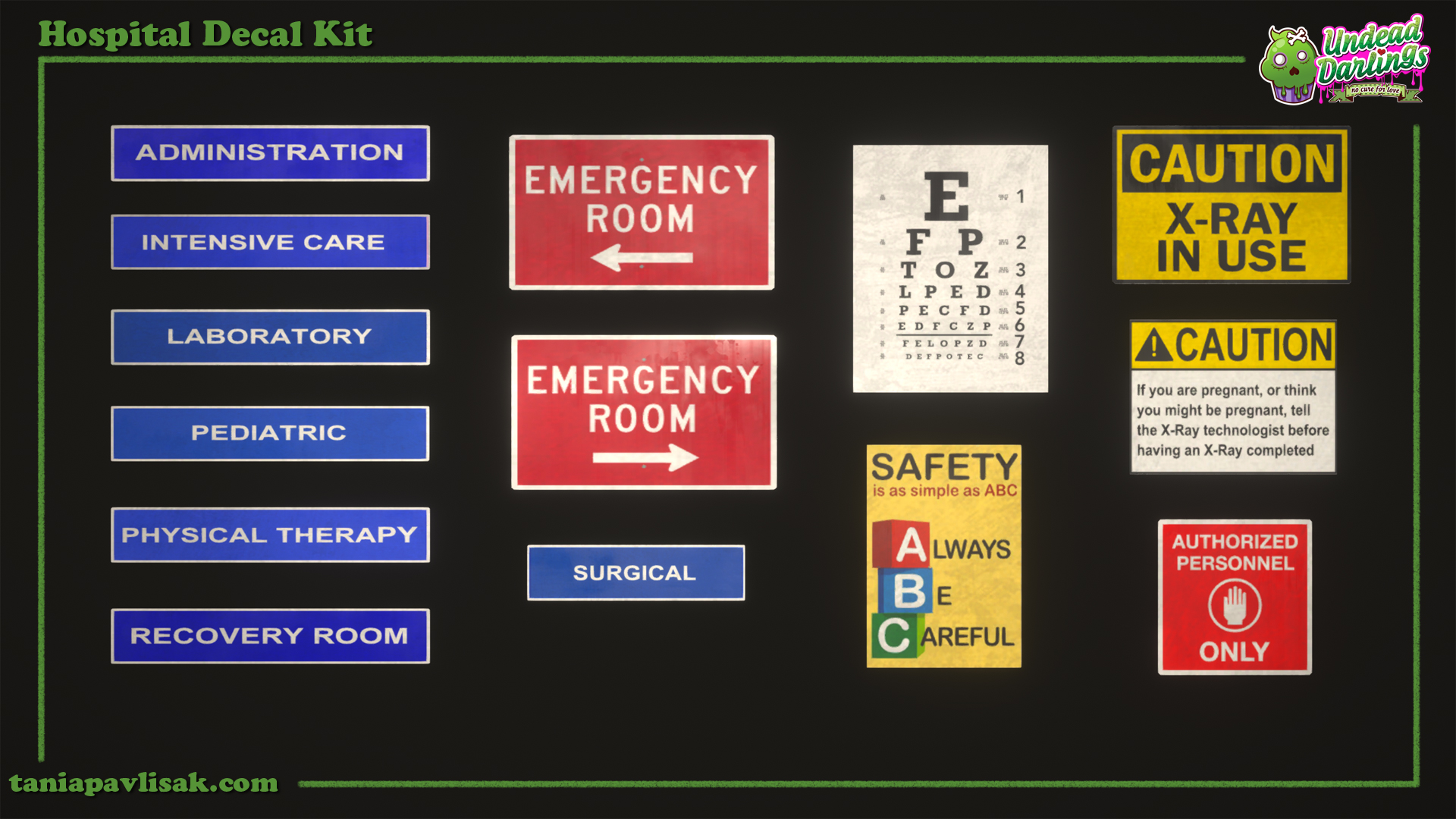 Generic markers and posters for hospital walls